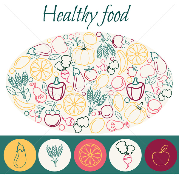Eco Alimente Sanatoase Colorat Linie Artă Fruct Ilustratie Vectoriala C Svetlana Muravieva Margolana 7518737 Stockfresh