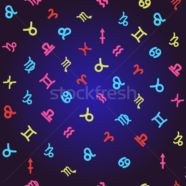 Kolorowy horoskop zodiak znaki wzór ciemne Zdjęcia stock © Margolana