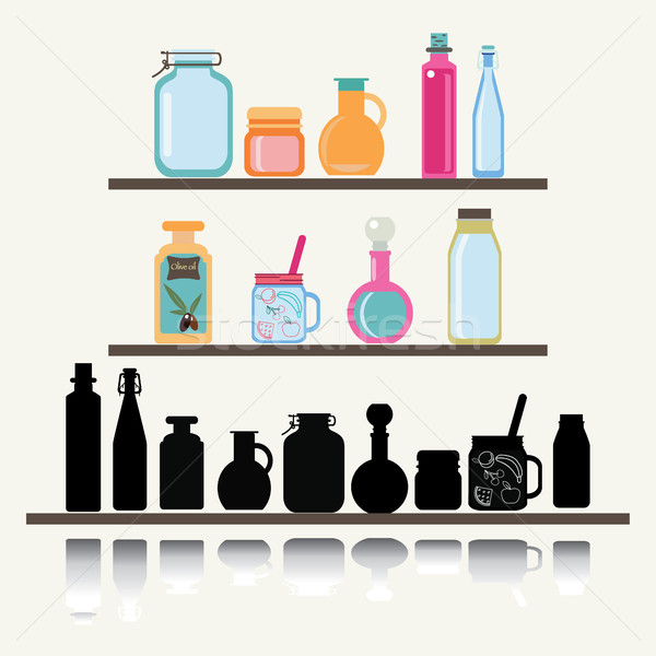  A set of cute icon collection of glassware jars and bottle. Stock photo © Margolana