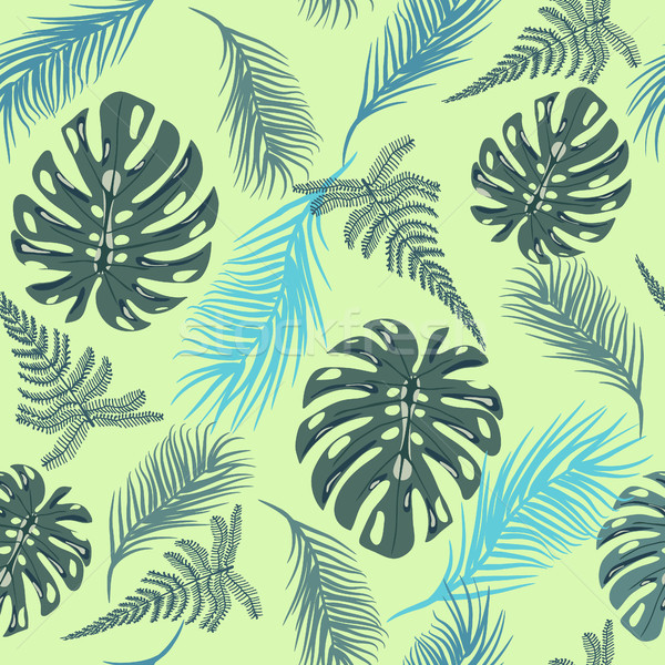 Tropical trendy seamless pattern with exotic plant leaves Stock photo © Margolana