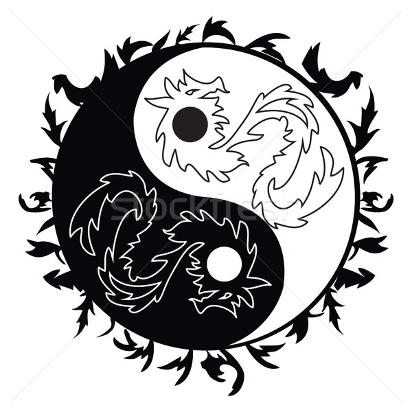 Yin Yang Tattoo Drachen Symbol asian Dekoration Stock foto © Margolana