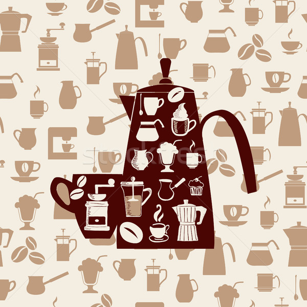 Vector background of Coffee icons Set Stock photo © Margolana