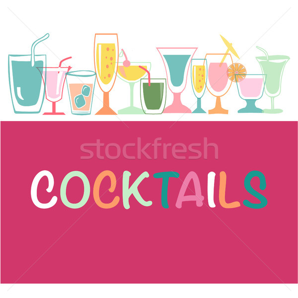 Stockfoto: Cocktail · party · uitnodiging · poster · populair · alcohol