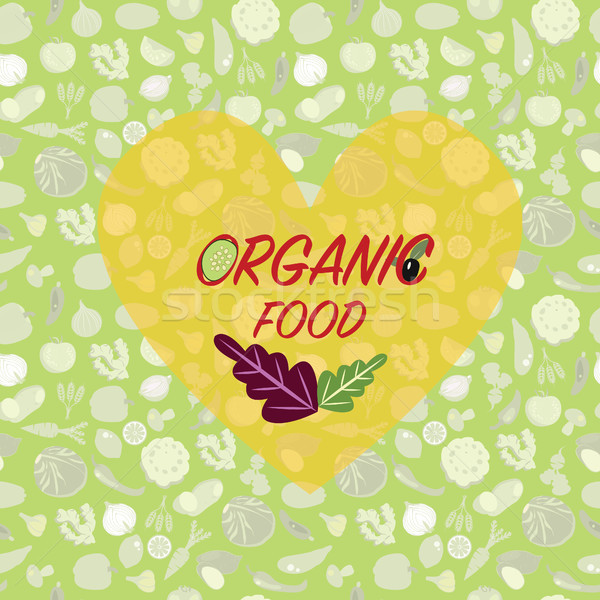 Sănătos organic mancare vegetariana ilustrare alimentele ecologice vegetarian Imagine de stoc © Margolana