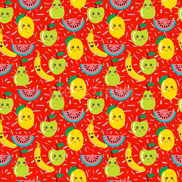 Colorat drăguţ fruct kawaii vector Imagine de stoc © Margolana