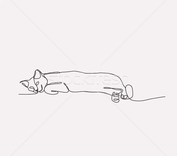 continuous line drawing of cat lying. Stock photo © Margolana
