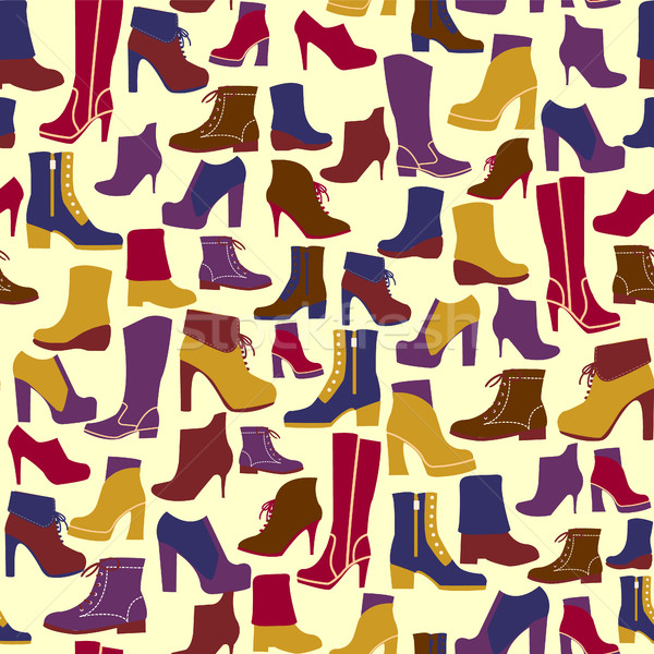 vector  pattern of fashion Shoes silhouettes. Background. Stock photo © Margolana