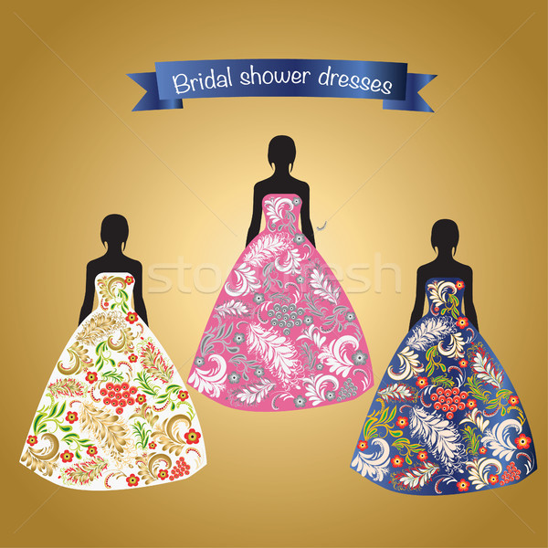 Three Romantic beautiful bridal or evening dresses. Stock photo © Margolana