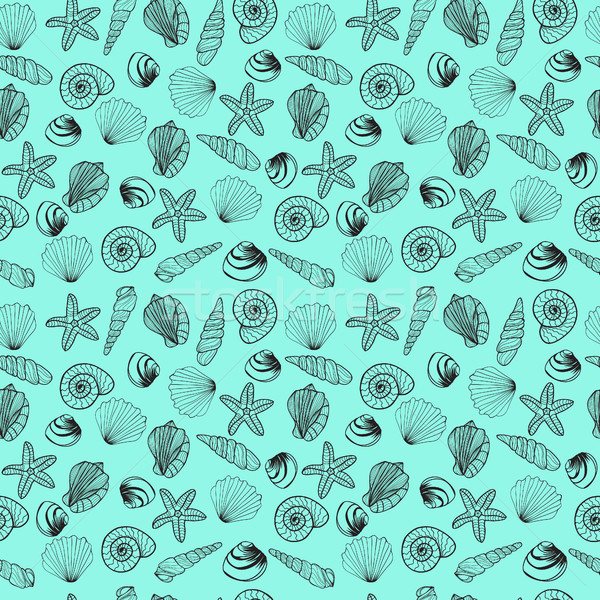 Sea shells vector monochrome pattern  Stock photo © Margolana