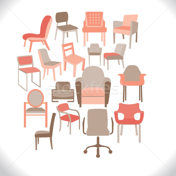 Stok fotoğraf: Ayarlamak · sandalye · örnek · farklı · sandalye · vektör