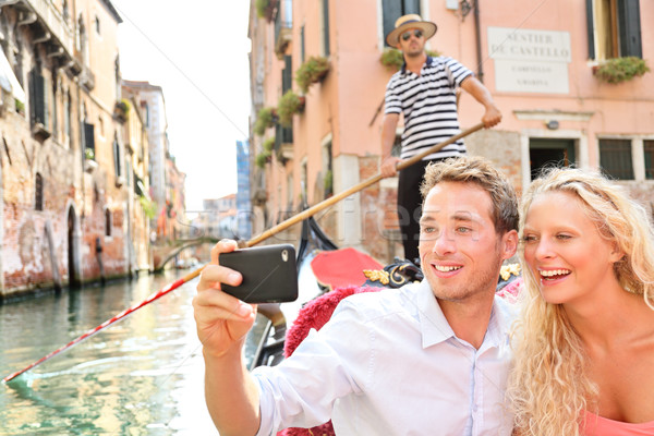 Stock foto: Reise · Paar · Venedig · Romantik · Boot · glücklich