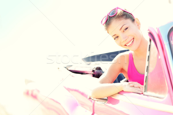 Woman driving vintage retro convertible car Stock photo © Maridav