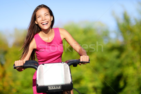 азиатских женщину велосипедов город парка Сток-фото © Maridav