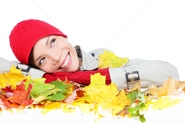 Foto stock: Cair · mulher · feliz · colorido · isolado