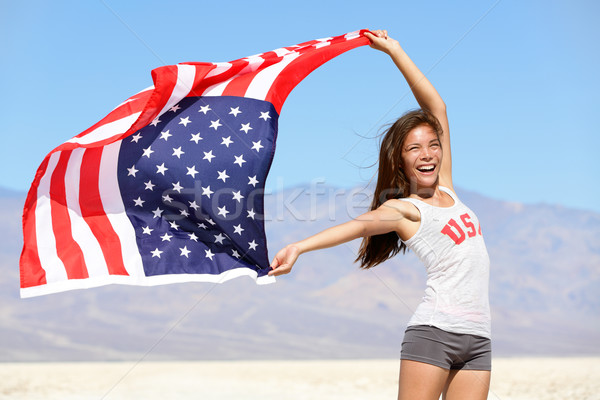 American flag - woman USA sport athlete winner Stock photo © Maridav