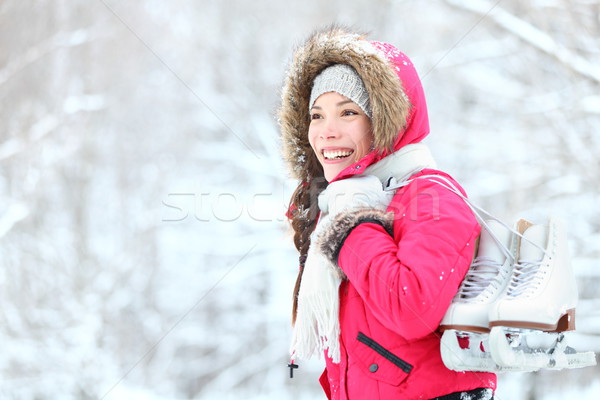 ice skating winter woman in snow Stock photo © Maridav