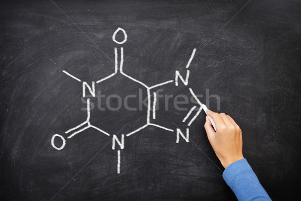 Cafeina chimic structura tablă desen tabla Imagine de stoc © Maridav