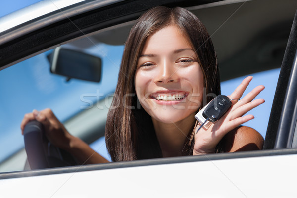 Szczęśliwy asian dziewczyna teen kierowcy Zdjęcia stock © Maridav