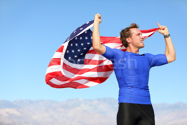 Foto stock: éxito · ganador · atleta · EUA · bandera