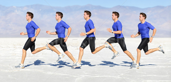 Running man - runner in speed motion composite Stock photo © Maridav