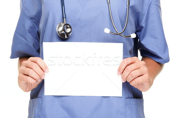 Arts tonen vrouw verpleegkundige lege Stockfoto © Maridav