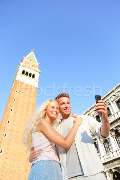 Couple taking selfie picture on travel in Venice Stock photo © Maridav