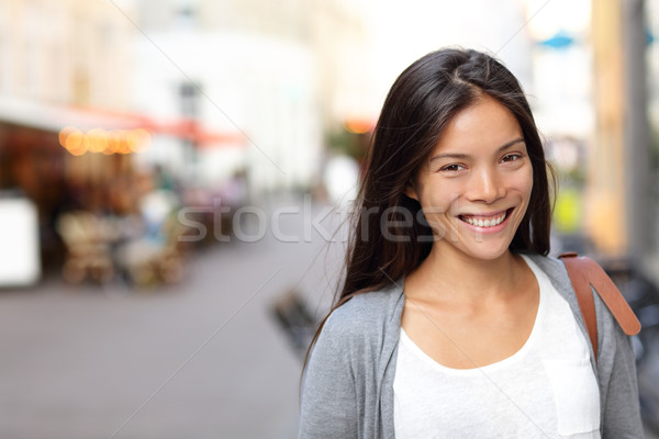 Stockfoto: Asian · vrouw · openhartig · portret · straat · Kopenhagen