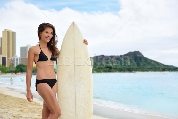 Porträt Surfer Surfen Spaß Waikiki Strand Stock foto © Maridav
