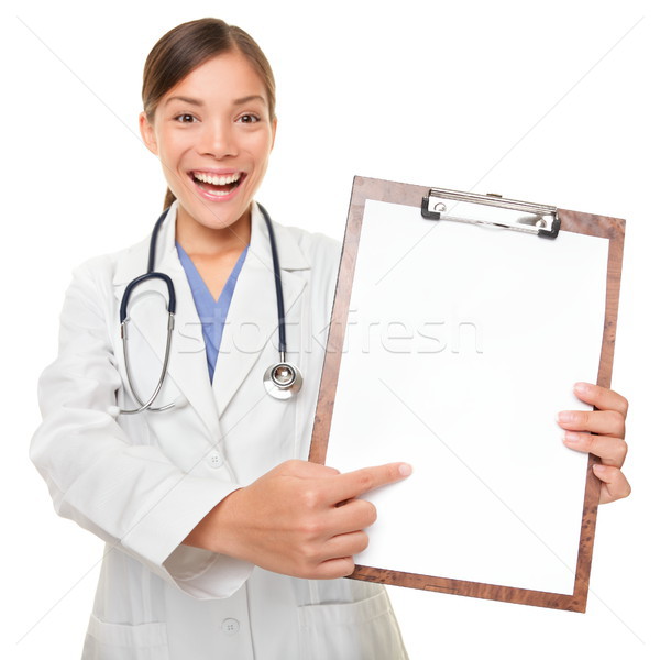 Foto stock: Médicos · médico · mujer · signo · portapapeles