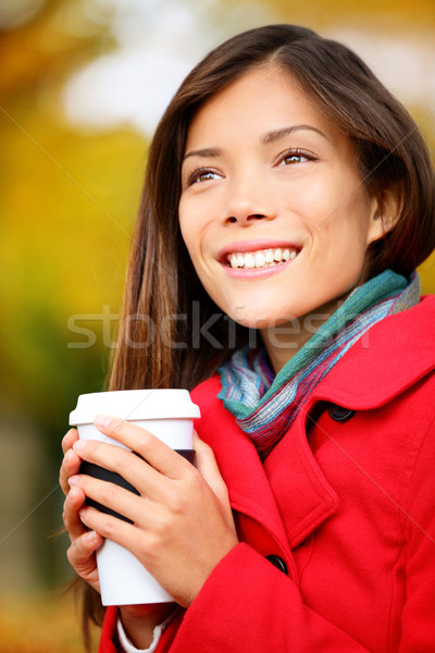 Сток-фото: осень · женщину · питьевой · кофе · осень · город