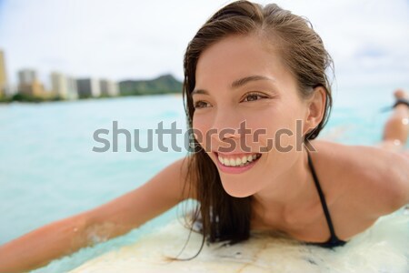 Laughing beach woman in bikini on Waikiki, Hawaii Stock photo © Maridav