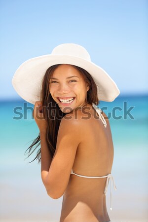 Kadın plaj gülen mutlu bikini yaz tatili Stok fotoğraf © Maridav