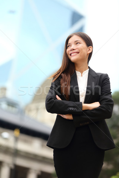 Foto stock: Empresária · ao · ar · livre · Hong · Kong · fora · mulher · de · negócios · em · pé