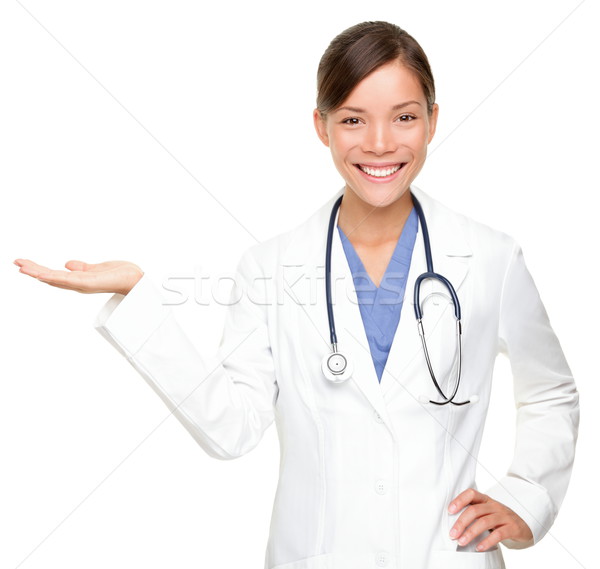 Orvosi orvos mutat nyitva kéz fiatal Stock fotó © Maridav