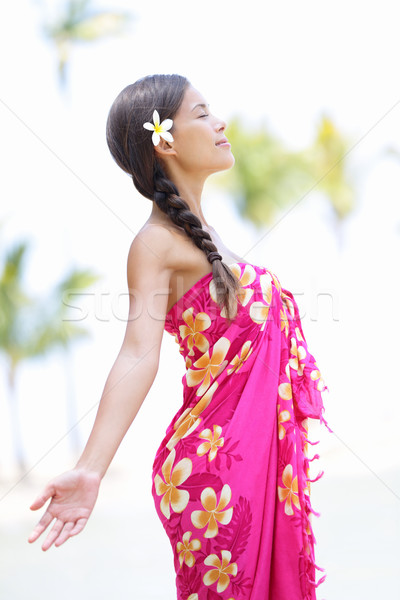 Stock foto: Strand · Frau · Hawaii · entspannenden · genießen · Sonne