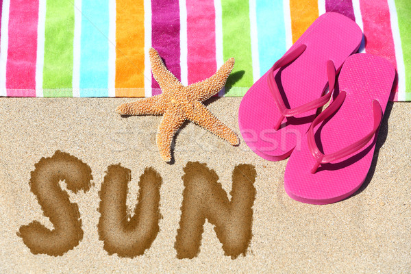 Word - Sun - on a tropical beach Stock photo © Maridav