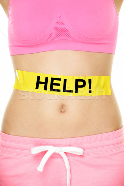 Magen helfen Frau Körper Gewicht Probleme Stock foto © Maridav