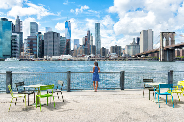 New York city skyline waterfront lifestyle woman Stock photo © Maridav