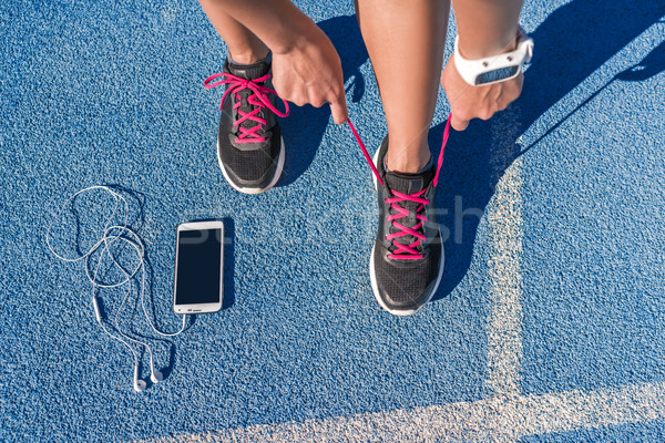 Läufer Laufschuhe Rennen laufen Länge Frau Stock foto © Maridav