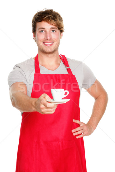 Barista pincér férfi adag kávé visel Stock fotó © Maridav