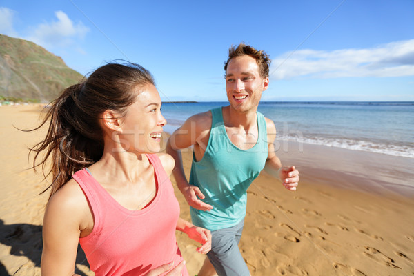 Stockfoto: Praten · lopen · strand · jogging