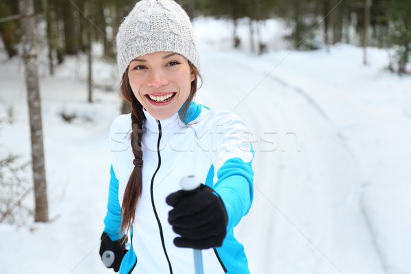 Cross-country skiing woman on ski Stock photo © Maridav