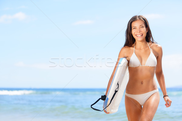Foto d'archivio: Donna · surfer · ragazza · spiaggia · donna · sexy · corpo