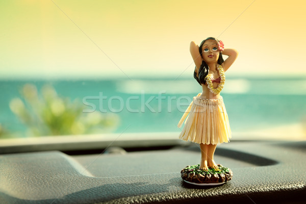 Hula dancer doll on Hawaii car road trip Stock photo © Maridav