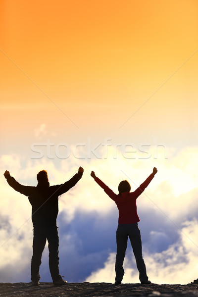 Success life achievement concept - cheering people Stock photo © Maridav