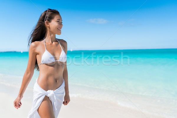 Stock fotó: Bikini · vakáció · nő · megnyugtató · strand · viselet · fehér
