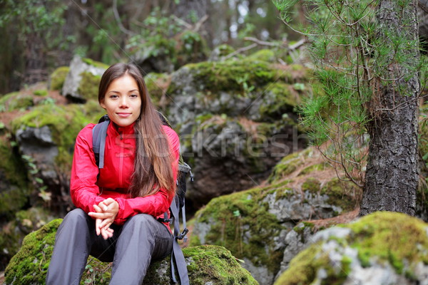 Hiking woman in forest Stock photo © Maridav