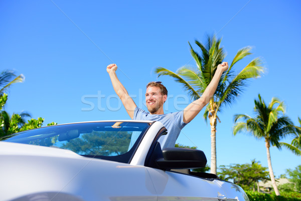 Road trip travel - free man driving car in freedom Stock photo © Maridav