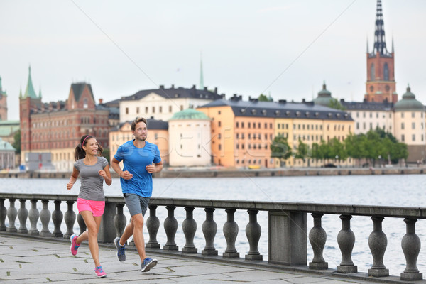 Dopasować wykonywania ludzi uruchomiony Sztokholm Szwecja Zdjęcia stock © Maridav