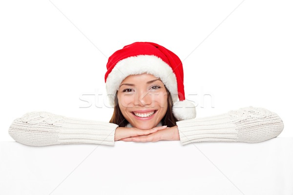 Zdjęcia stock: Christmas · podpisania · Święty · mikołaj · kobieta · billboard